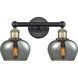Fenton 2 Light 15.5 inch Black Antique Brass Bath Vanity Light Wall Light in Plated Smoke