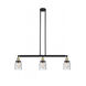 Franklin Restoration Small Bell 3 Light 38 inch Black Antique Brass Island Light Ceiling Light in Seedy Glass, Franklin Restoration