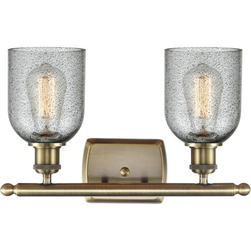 Ballston Caledonia 2 Light 16 inch Antique Brass Bath Vanity Light Wall Light in Incandescent, Charcoal Glass, Ballston