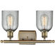 Ballston Caledonia 2 Light 16 inch Antique Brass Bath Vanity Light Wall Light in Incandescent, Charcoal Glass, Ballston