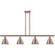 Ballston Smithfield 4 Light 48 inch Antique Copper Island Light Ceiling Light, Ballston