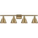 Ballston Smithfield 4 Light 36 inch Brushed Brass Bath Vanity Light Wall Light, Ballston