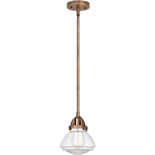 Nouveau 2 Olean 1 Light 6.75 inch Antique Copper Mini Pendant Ceiling Light in Incandescent, Clear