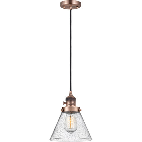 Franklin Restoration Cone LED 8 inch Antique Copper Mini Pendant Ceiling Light