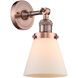 Franklin Restoration Small Cone LED 6 inch Antique Copper Sconce Wall Light in Matte White Glass, Franklin Restoration