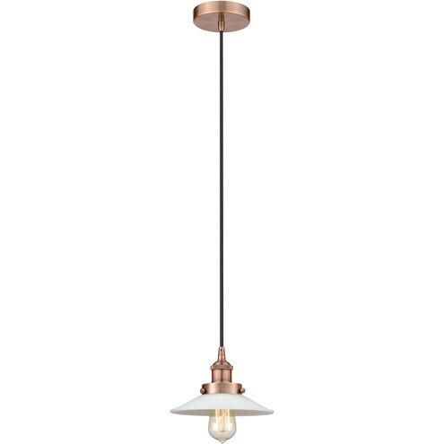Edison Halophane LED 9 inch Antique Copper Mini Pendant Ceiling Light