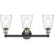 Ellery 3 Light 22.75 inch Black Antique Brass Bath Vanity Light Wall Light in Clear