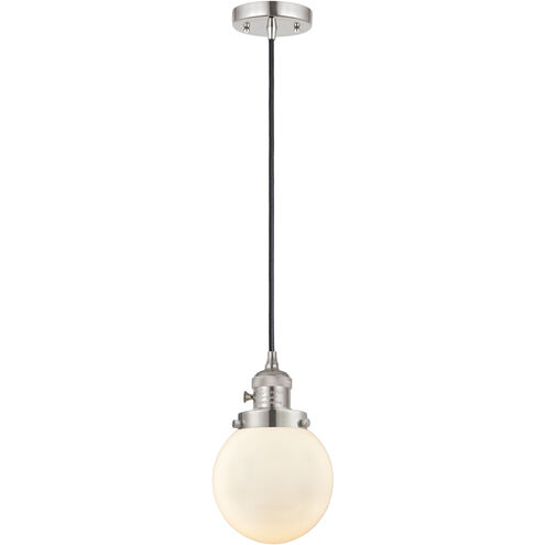 Franklin Restoration Beacon LED 6 inch Polished Nickel Mini Pendant Ceiling Light in Matte White