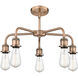 Fenton 5 Light 24.5 inch Antique Copper and Clear Chandelier Ceiling Light