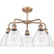 Bristol Glass 5 Light 25.5 inch Antique Copper Chandelier Ceiling Light in Clear