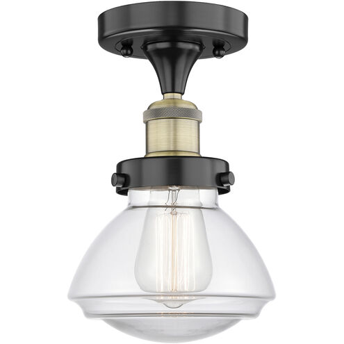 Olean 1 Light 6.5 inch Black Antique Brass Semi-Flush Mount Ceiling Light