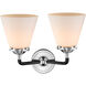 Nouveau Small Cone 2 Light 14 inch Black Polished Nickel Bath Vanity Light Wall Light in Matte White Glass, Nouveau