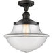 Franklin Restoration Large Oxford 1 Light 12 inch Oil Rubbed Bronze Semi-Flush Mount Ceiling Light in Clear Glass, Franklin Restoration