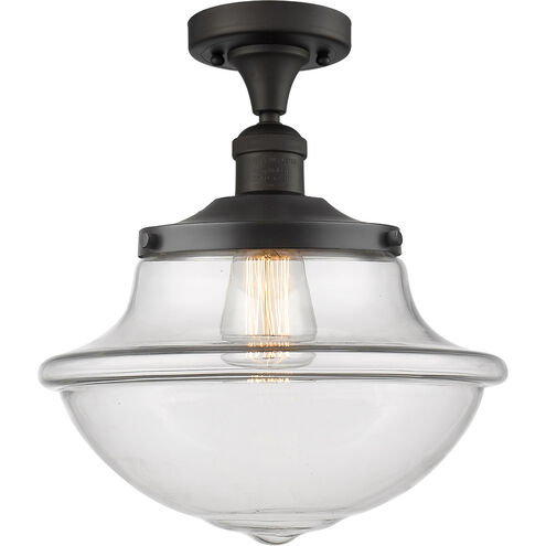 Franklin Restoration Large Oxford 1 Light 12 inch Oil Rubbed Bronze Semi-Flush Mount Ceiling Light in Clear Glass, Franklin Restoration