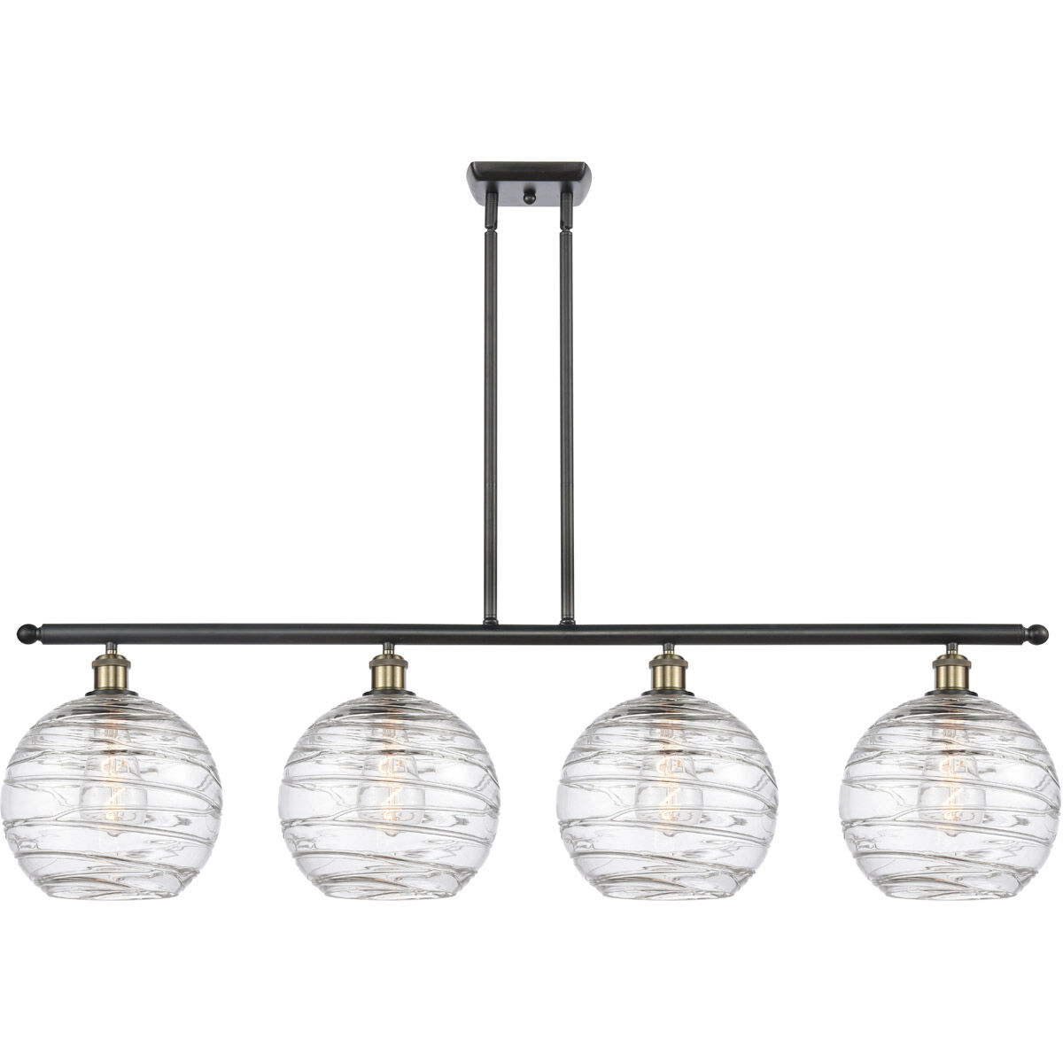 Ballston Deco Swirl 4 Light 48 inch Black Antique Brass Island Light Ceiling Light