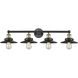 Railroad 4 Light 35 inch Black Antique Brass Bath Vanity Light Wall Light in Matte Black