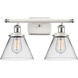 Ballston Large Cone LED 16 inch White and Polished Chrome Bath Vanity Light Wall Light in Clear Glass