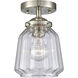 Nouveau Chatham LED 6 inch Brushed Satin Nickel Semi-Flush Mount Ceiling Light in Clear Glass, Nouveau