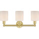Cobbleskill 3 Light 23 inch Satin Gold and Matte White Bath Vanity Light Wall Light