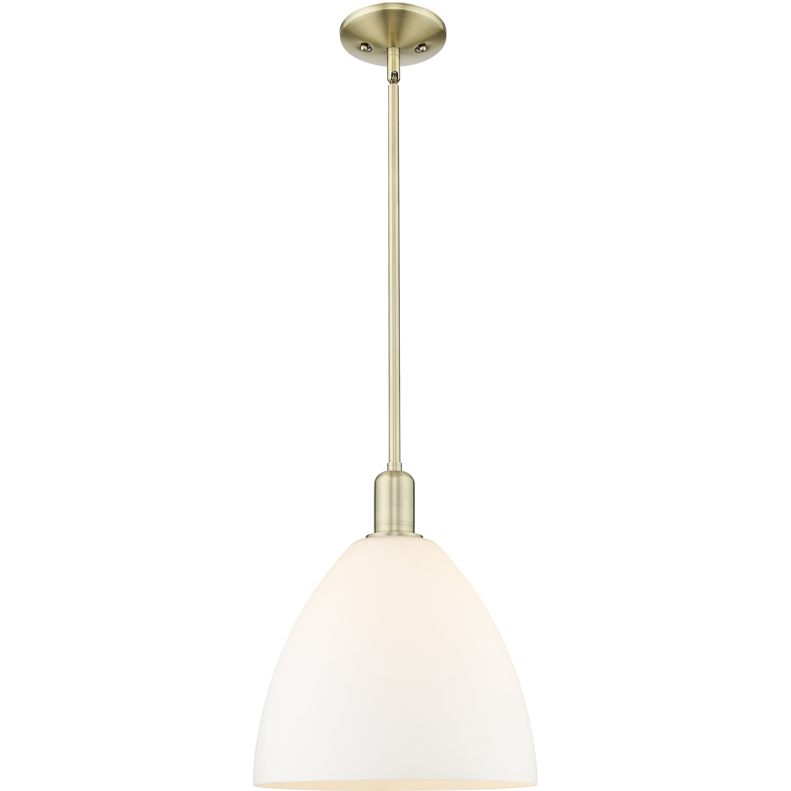 Arcadia Bristol 1 Light 12 inch Antique Brass Mini Pendant Ceiling Light in Matte White