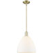 Arcadia Bristol 1 Light 12 inch Antique Brass Mini Pendant Ceiling Light in Matte White