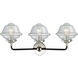 Nouveau Small Oxford LED 25.5 inch Black Polished Nickel Bath Vanity Light Wall Light in Clear Glass, Nouveau