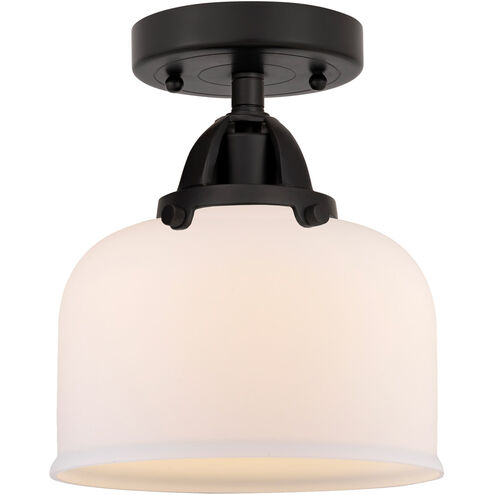 Nouveau 2 Large Bell 1 Light 8 inch Matte Black Semi-Flush Mount Ceiling Light in Matte White Glass