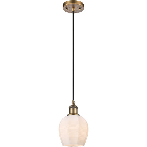 Ballston Norfolk 1 Light 6 inch Brushed Brass Mini Pendant Ceiling Light in Matte White Glass