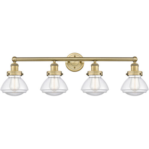 Olean 4 Light 33.5 inch Brushed Brass and Clear Bath Vanity Light Wall Light