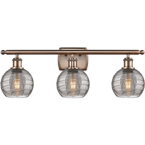 Ballston Small Deco Swirl 3 Light 26 inch Antique Copper Bath Vanity Light Wall Light, Ballston