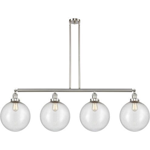 Franklin Restoration XX-Large Beacon 4 Light 56 inch Brushed Satin Nickel Island Light Ceiling Light in Seedy Glass, Franklin Restoration
