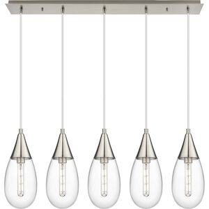 Malone Linear Pendant Ceiling Light in Brushed Satin Nickel, Clear Glass