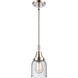 Franklin Restoration Small Bell LED 5 inch Polished Nickel Mini Pendant Ceiling Light in Seedy Glass