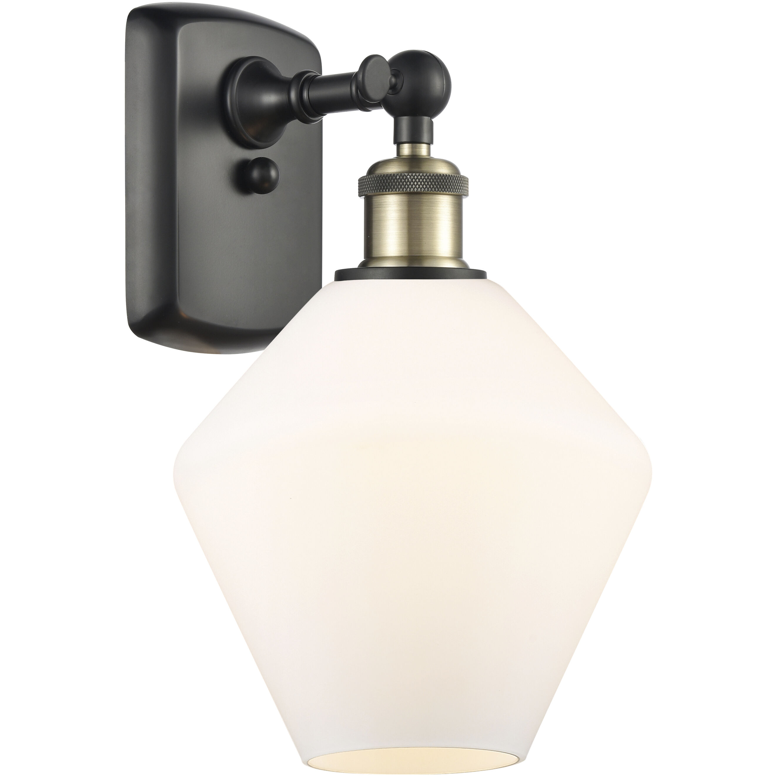 Ballston Cindyrella 1 Light 8 inch Black Antique Brass Sconce Wall Light in Incandescent, Matte White Glass