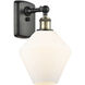 Ballston Cindyrella 1 Light 8 inch Black Antique Brass Sconce Wall Light in Incandescent, Matte White Glass