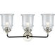 Nouveau Canton 3 Light 24 inch Black Polished Nickel Bath Vanity Light Wall Light in Clear Glass, Nouveau