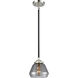 Nouveau Fulton 1 Light 7 inch Black Polished Nickel Mini Pendant Ceiling Light in Plated Smoke Glass, Nouveau