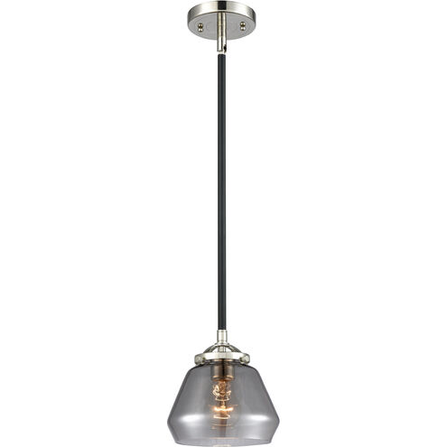 Nouveau Fulton 1 Light 7 inch Black Polished Nickel Mini Pendant Ceiling Light in Plated Smoke Glass, Nouveau
