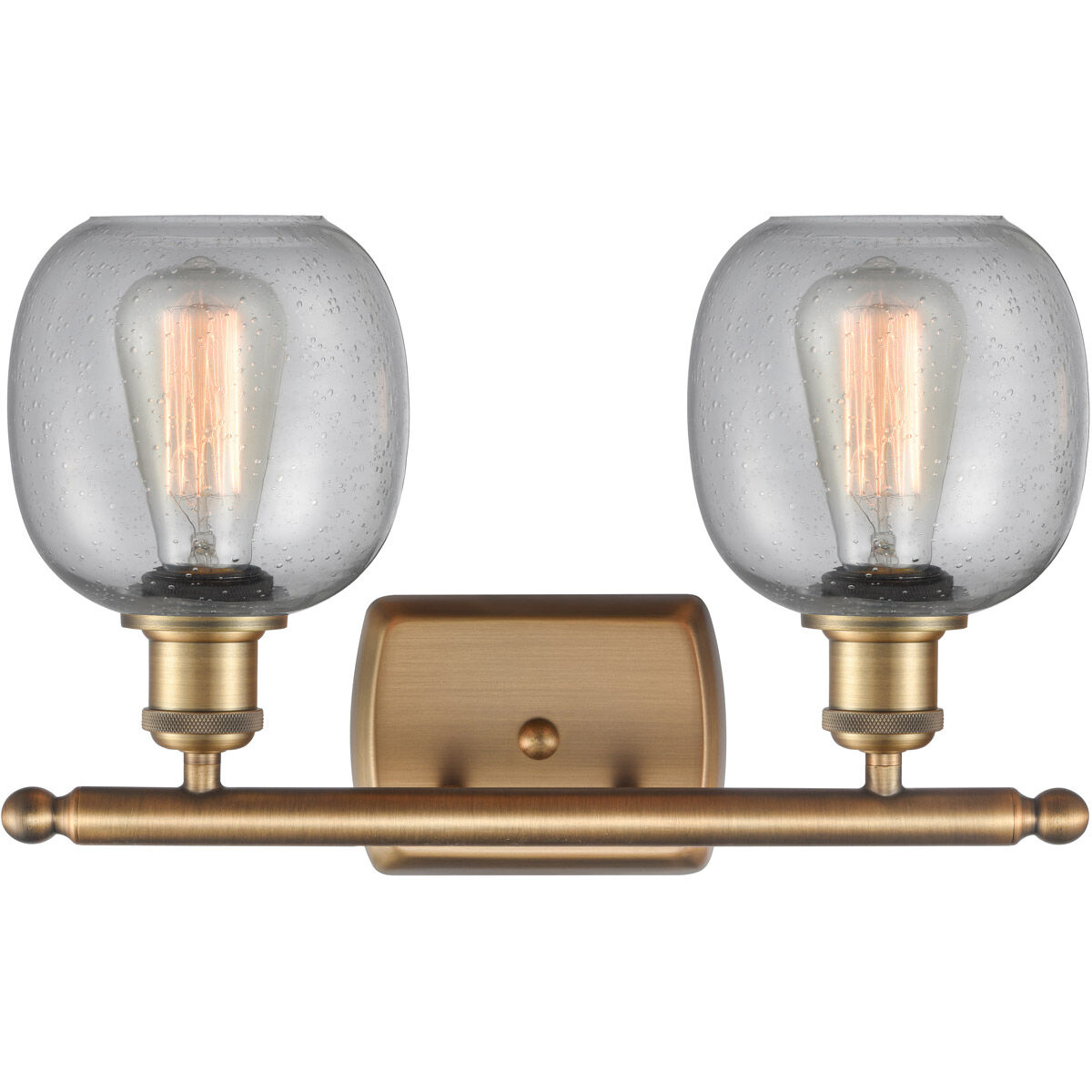 Ballston Belfast LED 16 inch Brushed Brass Bath Vanity Light Wall Light in Seedy Glass, Ballston