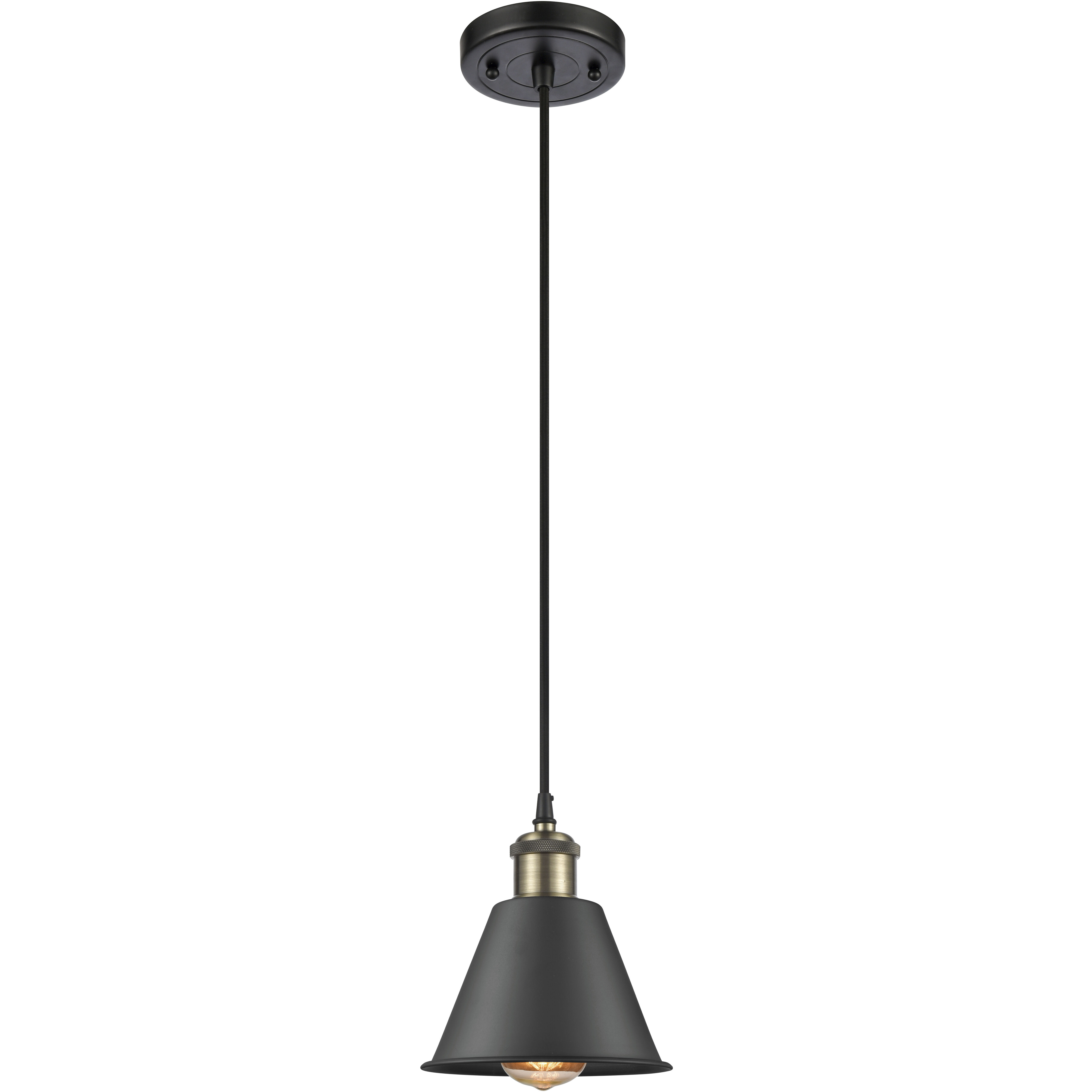 Ballston Smithfield 1 Light 7 inch Black Antique Brass Mini Pendant Ceiling Light Ballston