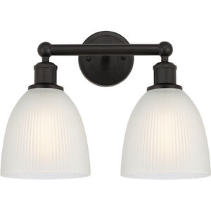 Edison Castile 2 Light 15 inch Oil Rubbed Bronze Bath Vanity Light Wall Light in White