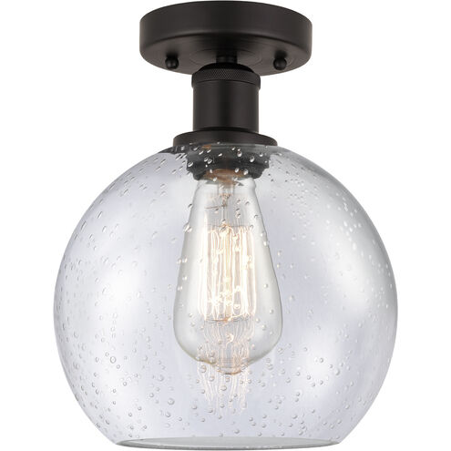 Edison Athens 1 Light 8 inch Oil Rubbed Bronze Semi-Flush Mount Ceiling Light in Seedy Glass