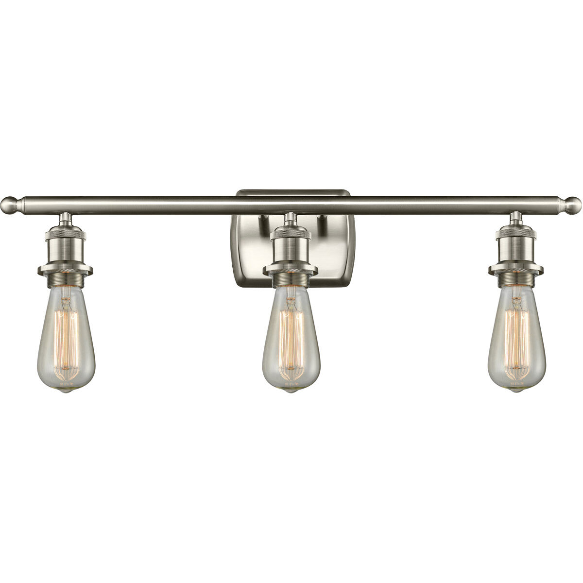 Ballston Bare Bulb 3 Light 26 inch Brushed Satin Nickel Bath Vanity Light Wall Light, Ballston