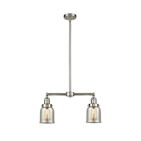Franklin Restoration Small Bell LED 21 inch Brushed Satin Nickel Chandelier Ceiling Light in Silver Plated Mercury Glass, Franklin Restoration