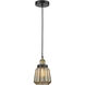 Chatham 1 Light 7 inch Black Antique Brass Mini Pendant Ceiling Light in Mercury Glass