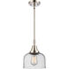 Franklin Restoration X-Large Bell 1 Light 12 inch Polished Nickel Mini Pendant Ceiling Light in Seedy Glass