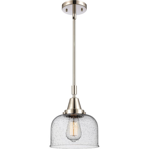 Franklin Restoration X-Large Bell 1 Light 12 inch Polished Nickel Mini Pendant Ceiling Light in Seedy Glass