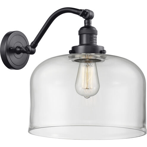 Franklin Restoration X-Large Bell LED 12 inch Matte Black Sconce Wall Light in Clear Glass, Franklin Restoration