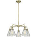 Conesus 5 Light 24 inch Antique Brass and Clear Crackle Chandelier Ceiling Light