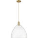 Arcadia Bristol 1 Light 16 inch Brushed Brass Mini Pendant Ceiling Light in Seedy